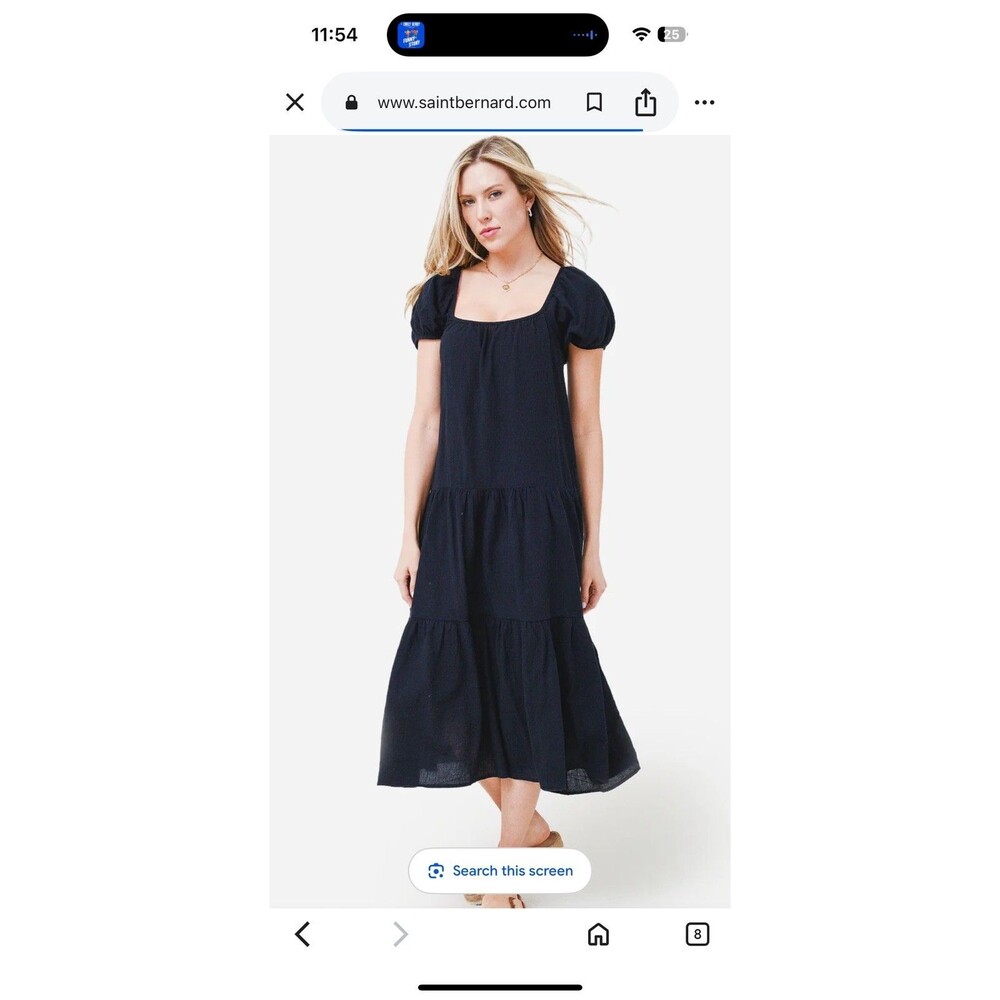 Honorine Designer Cotton Gauzy Tunic Dress Navy Coastal Chic Medium